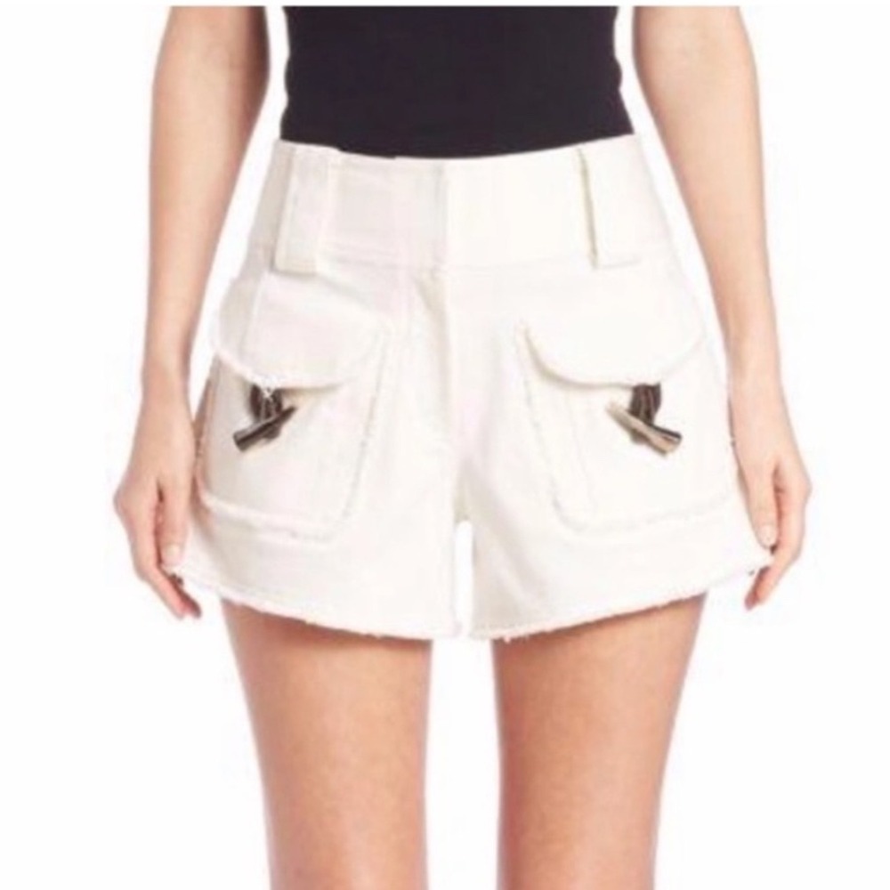 Derek Lam Frayed Toggle Shorts Off-White Cream Size 0